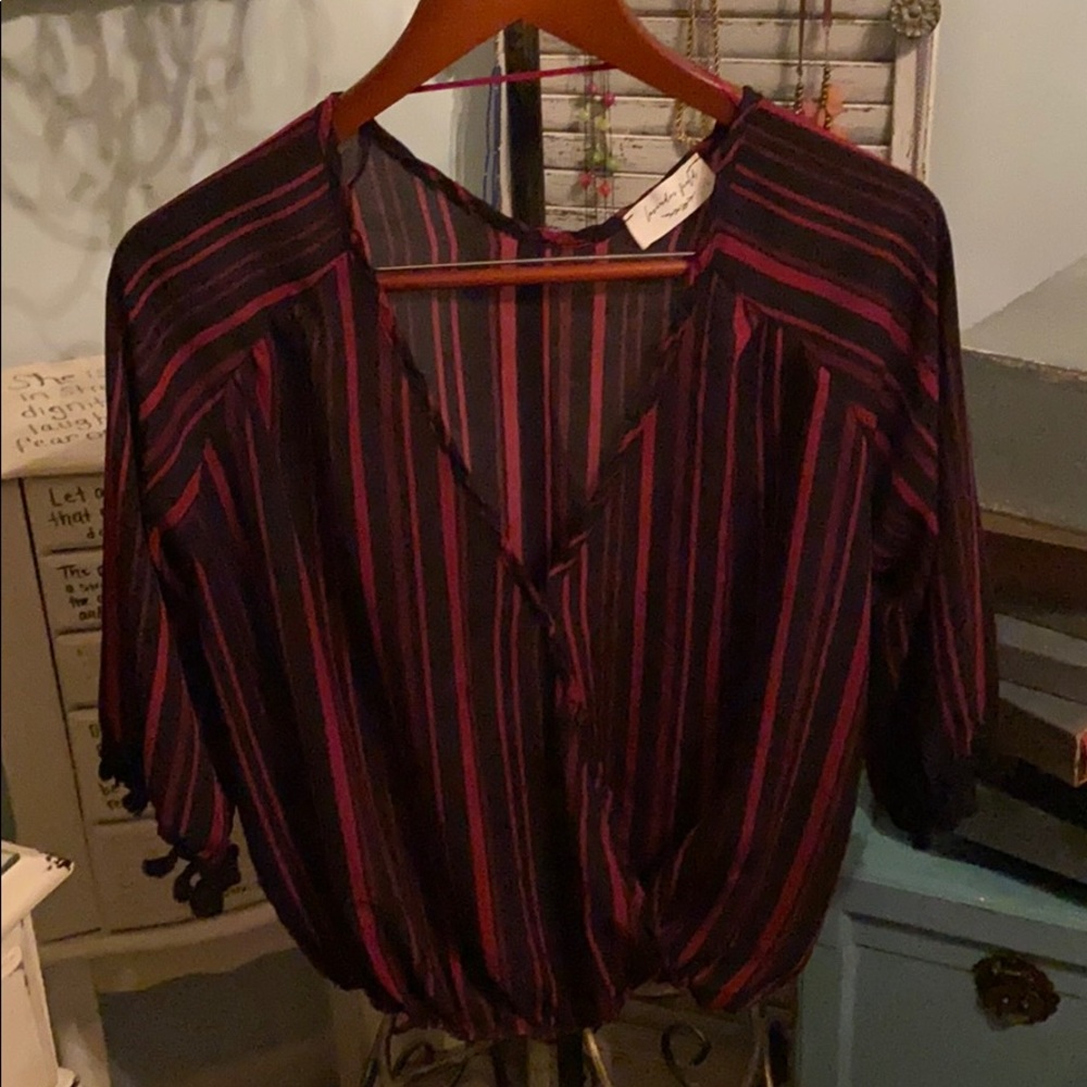 Red and black-striped top